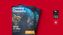 Cover of the Creating Chemistry magazine lies on a colored background Cover of the Creating Chemistry magazine lies on a colored background
