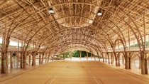 Photography of the gymnasium of Panyaden International School, which is made only of bamboo. Photography of the gymnasium of Panyaden International School, which is made only of bamboo.