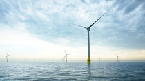 Wind turbines in the sea.