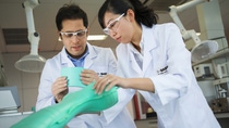 Mohamed Bouguettaya (left) and Wei Leng (right), lab managers, check the quality of a rain boot made of polyurethane. Polyurethane footwear materials offer processing advantages in combination with excellent physical properties. The high flexibility over a broad temperature range is a clear advantage in comparison for example with rubber. Polyurethane can be combined with other materials, allowing a variety of choices of designs and styles for customers. Mohamed Bouguettaya (left) and Wei Leng (right), lab managers, check the quality of a rain boot made of polyurethane. Polyurethane footwear materials offer processing advantages in combination with excellent physical properties. The high flexibility over a broad temperature range is a clear advantage in comparison for example with rubber. Polyurethane can be combined with other materials, allowing a variety of choices of designs and styles for customers.