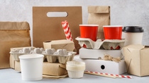 Set of various eco friendly packaging, disposable recyclable containers and tableware. Zero waste concept. Set of various eco friendly packaging, disposable recyclable containers and tableware. Zero waste concept.