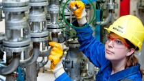 Female BASF engineer working on production line Female BASF engineer working on production line