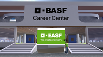 Virtuelles BASF-Karrierezentrum mit modernem Gebäude und BASF‑Logo als digitaler Karriereraum. Virtuelles BASF-Karrierezentrum mit modernem Gebäude und BASF‑Logo als digitaler Karriereraum.