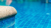 Stone border of swim pool Stone border of swim pool