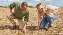 William Pitts, farmer, and Alice Johnston, Sustainability Manager for BASF Agricultural Solutions in the UK, examine the soil quality of the Fortress field at The Grange Farm in Northamptonshire William Pitts, farmer, and Alice Johnston, Sustainability Manager for BASF Agricultural Solutions in the UK, examine the soil quality of the Fortress field at The Grange Farm in Northamptonshire