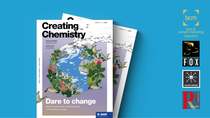 Cover of the Creating Chemistry magazine lies on a colored background Cover of the Creating Chemistry magazine lies on a colored background