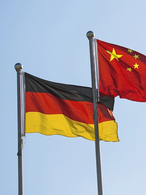 Flags at a BASF water treatment and paper chemicals plant, the first wholly-owned BASF plant in Nanjing. This multi-business unit production site consists of flocculants, tert-Butylamine (tBA) and other utility plants.