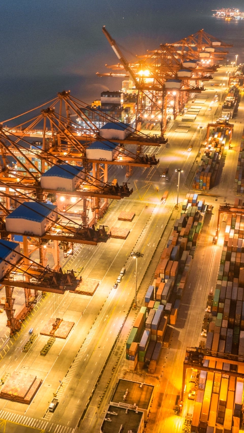 port of shanghai yangshan at dusk