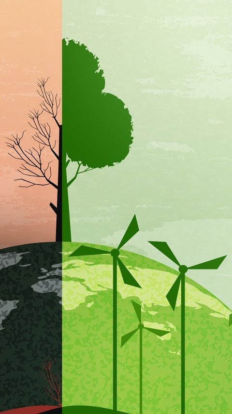 Global warming and climate change concept.Half world of polluted and green environment background.Paper art of ecology and environment concept.Vector illustration. Global warming and climate change concept.Half world of polluted and green environment background.Paper art of ecology and environment concept.Vector illustration.
