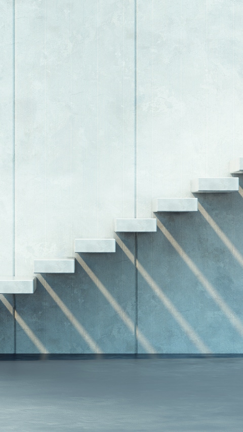 minimalism style stairs illuminated by sun