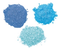 Focus image of various blue pigments. Focus image of various blue pigments.