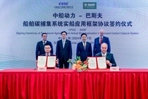 At the 2024 CNE, CPGC and BASF sign a Framework Agreement on the actual ship application of the OCCS. Witnessed by (back row): Shao Yu, General Manager, CPGC (second left) Dr. Jeffrey Lou, President and Chairman Greater China, BASF (second right) Bao Dongming, Deputy General Manager, CPGC (first left) Dr. Michael Becker, Senior Vice President, Intermediates Asia Pacific, BASF (first right) Signed by (front, left to right): Chen Haifeng, General Manager of Environmental Protection Business Department, CPGC Dr. Torsten Katz, Head of Global Gas Treatment Solutions, BASF At the 2024 CNE, CPGC and BASF sign a Framework Agreement on the actual ship application of the OCCS. Witnessed by (back row): Shao Yu, General Manager, CPGC (second left) Dr. Jeffrey Lou, President and Chairman Greater China, BASF (second right) Bao Dongming, Deputy General Manager, CPGC (first left) Dr. Michael Becker, Senior Vice President, Intermediates Asia Pacific, BASF (first right) Signed by (front, left to right): Chen Haifeng, General Manager of Environmental Protection Business Department, CPGC Dr. Torsten Katz, Head of Global Gas Treatment Solutions, BASF