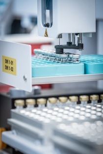Robots help prepare the samples. Robots help prepare the samples.
