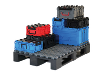 BOOXit reusable transport boxes made with Ultramid® B3K: robust, stackable and designed for digital logistics processes.
Photo: BASF BOOXit reusable transport boxes made with Ultramid® B3K: robust, stackable and designed for digital logistics processes.
Photo: BASF