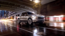 2022 Ford F-150 Lightning Platinum. Pre-production model with available features shown. Available starting spring 2022. 2022 Ford F-150 Lightning Platinum. Pre-production model with available features shown. Available starting spring 2022.